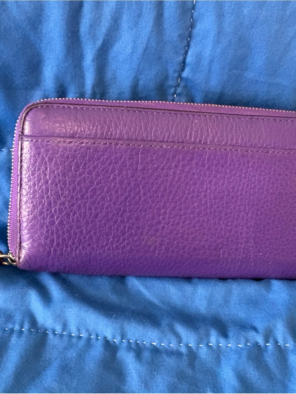 Coach Violet Pebbled Leather Zip Around Wallet - Picture 2 of 6